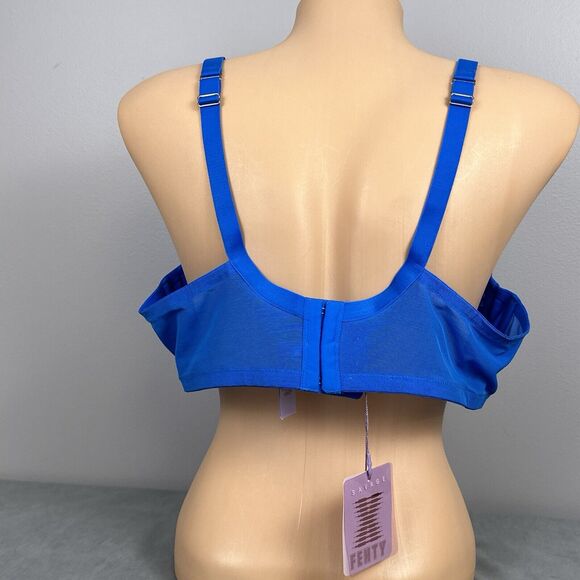 New Savage X Fenty Unlined Leopard Lace Bra Size 42C Blue Underwire Sexy NWT - Picture 4 of 8